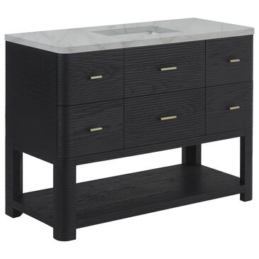 James Martin Vanities Lucian 48" Single Vanity in Carbon Oak with 3 cm Victorian Silver Quartz Top, , large