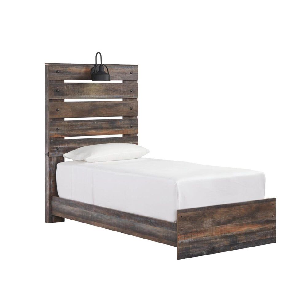 Ashley Drystan 4 Piece Twin Panel Bed Set in Rustic Brown, , large