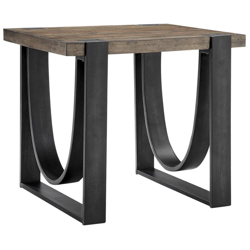 Nicolette Home Bowden End Table in Rustic Honey and Distressed Iron, , large