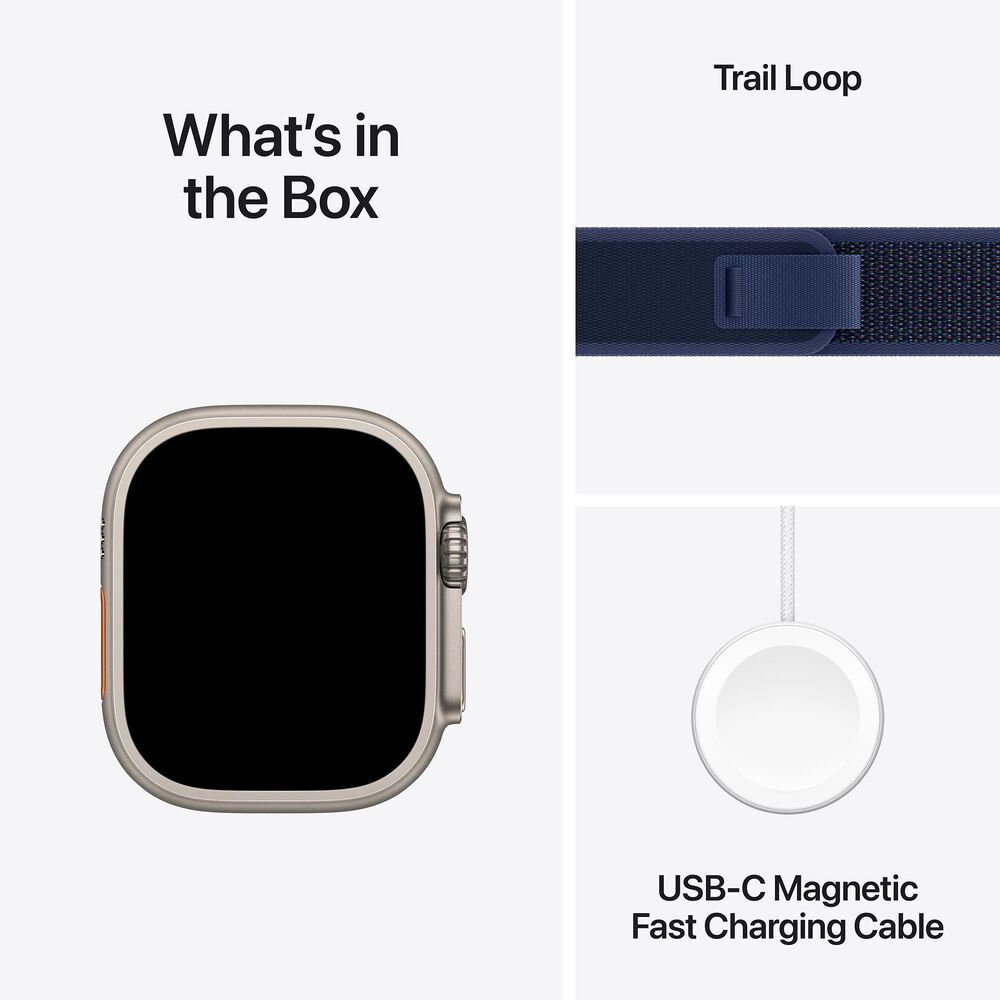 Apple Watch Ultra 2 GPS + Cellular 49mm Natural Titanium Case with Blue Trail Loop - M/L, , large