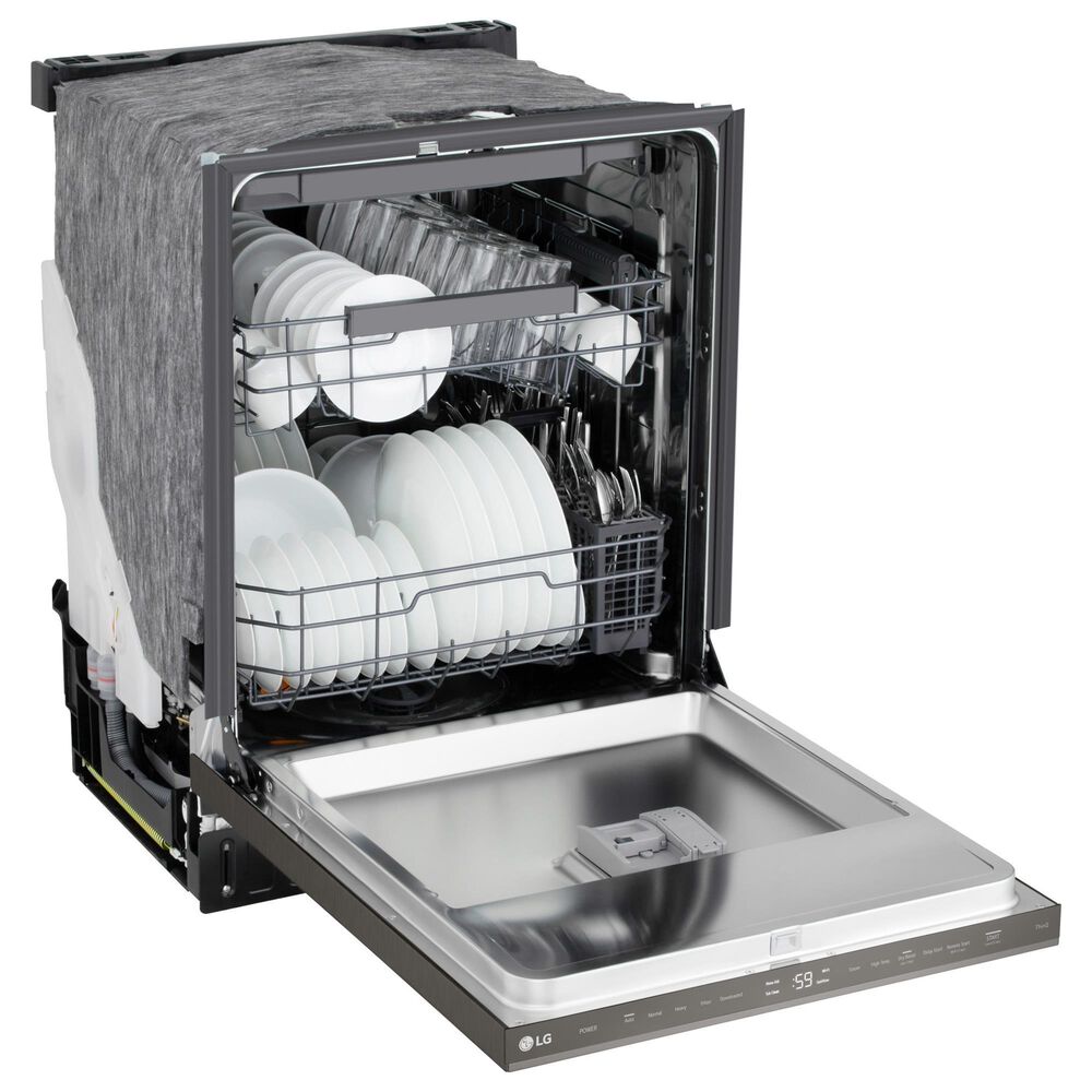 LG 24" Built-In Pocket Handle Dishwasher with SteamAssist in Black Stainless Steel, , large