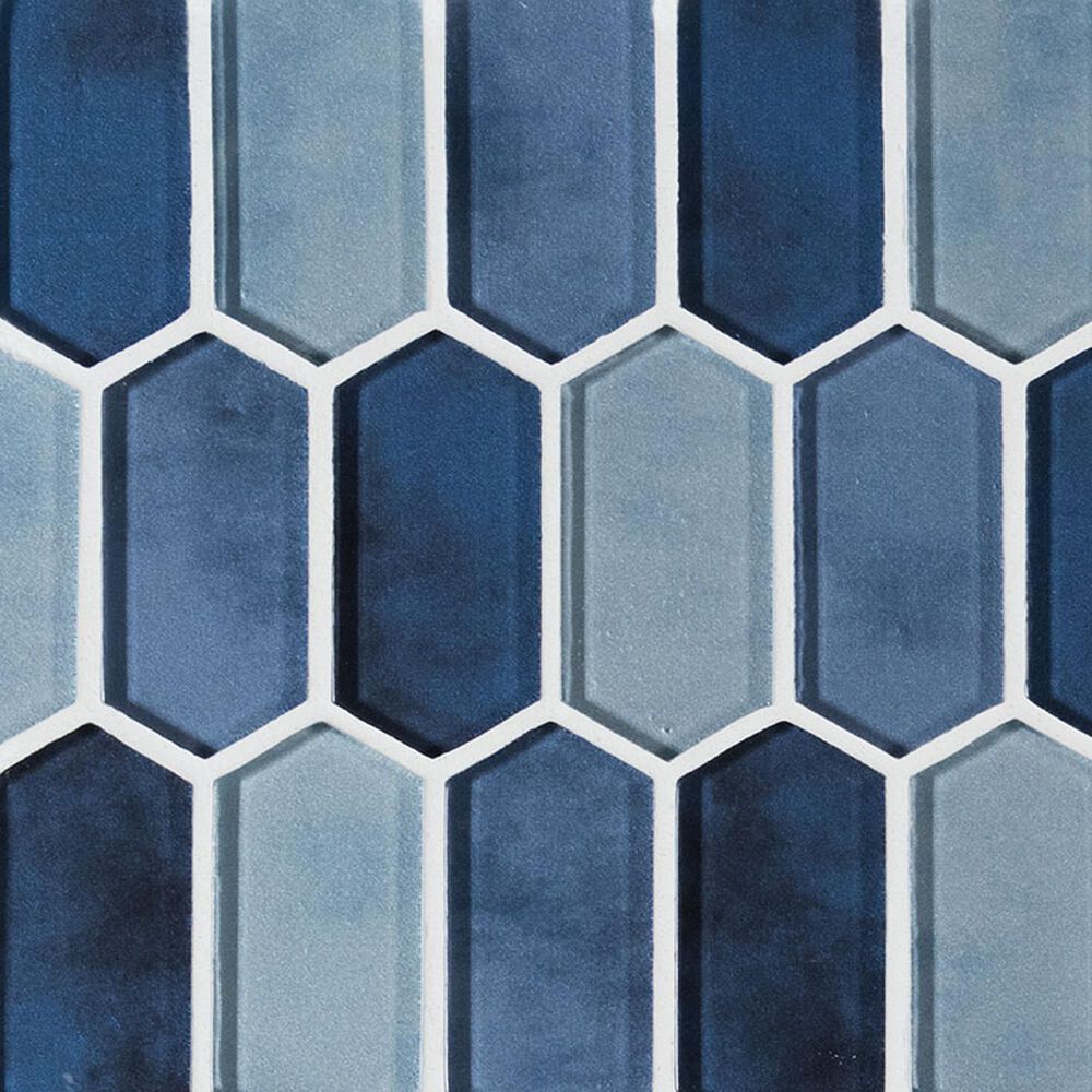 MS International Boathouse Blue Picket 10" x 12" Glass Mosaic Sheet, , large
