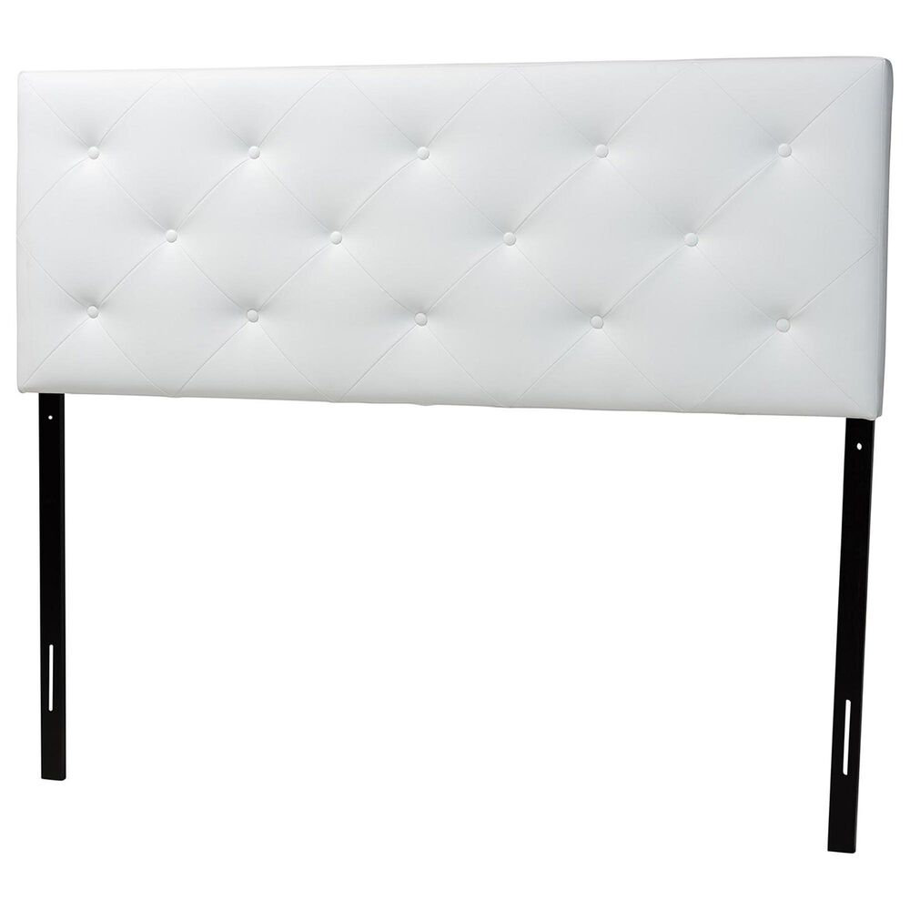 Baxton Studio Baltimore Full Upholstered Panel Headboard in White, , large