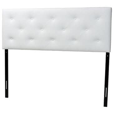 Baxton Studio Baltimore Full Upholstered Panel Headboard in White, , large
