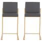 Lumisource Fuji High Back Counter Stool with Grey Faux Leather Cushion in Gold (Set of 2), , large