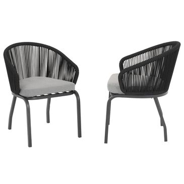 Hearth and Haven Candlewood Outdoor Club Chair with Gray Cushion in Black (Set of 2), , large