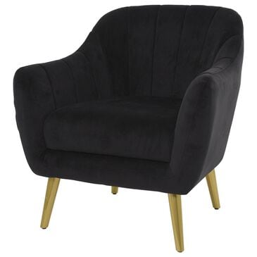 Maple and Jade Accent Chair with Tapered Gold Legs in Black, , large