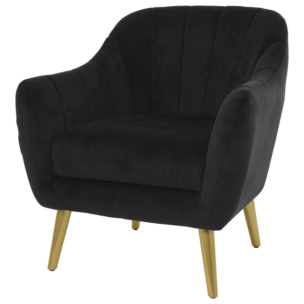 Maple and Jade Accent Chair with Tapered Gold Legs in Black, , large