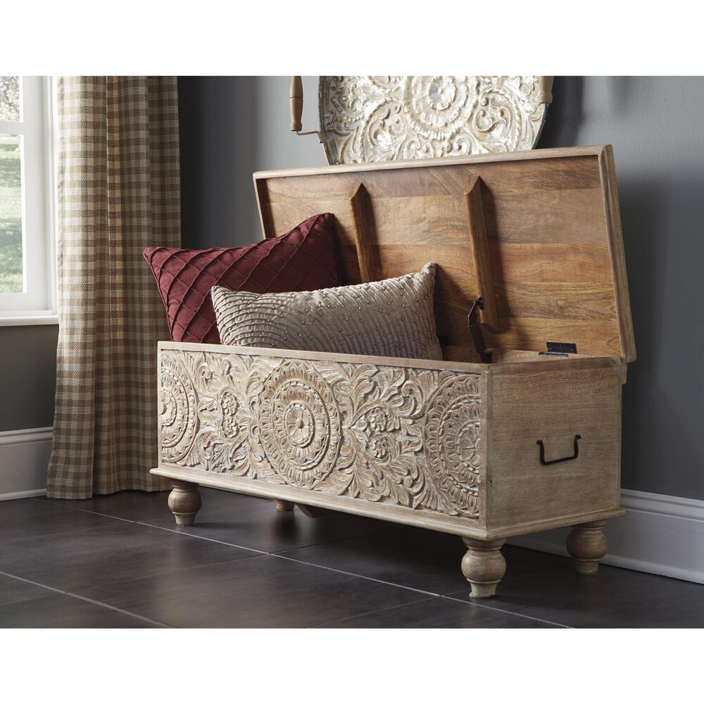 Ashley Fossil Ridge Storage Bench in Antique White, , large