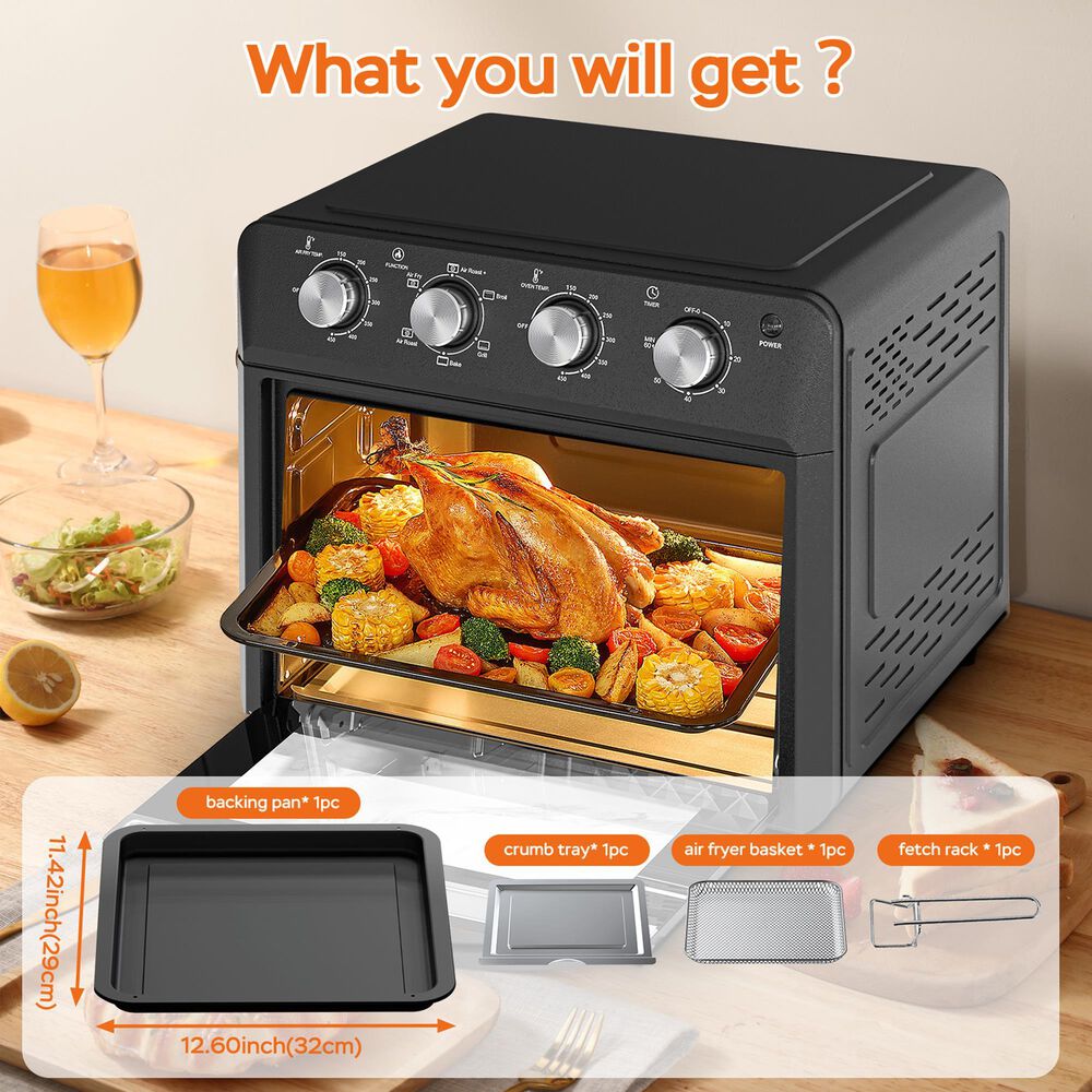 HOMLUX 27.5 Qt Air Fryer Oven in Black, , large