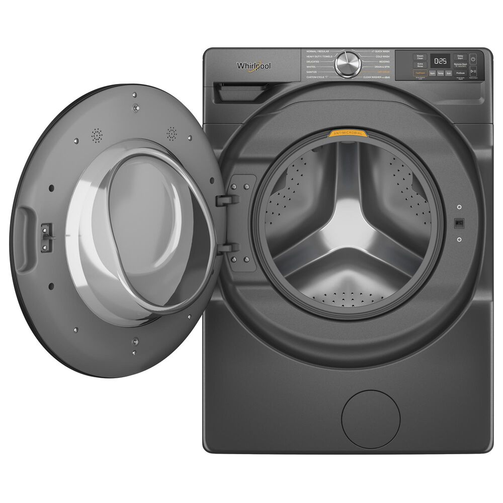 Whirlpool 4.5 Cu. Ft. Smart Front Load Washer and 7.4 Cu. Ft. Smart Electric Dryer Laundry Pair in Volcano Black, , large