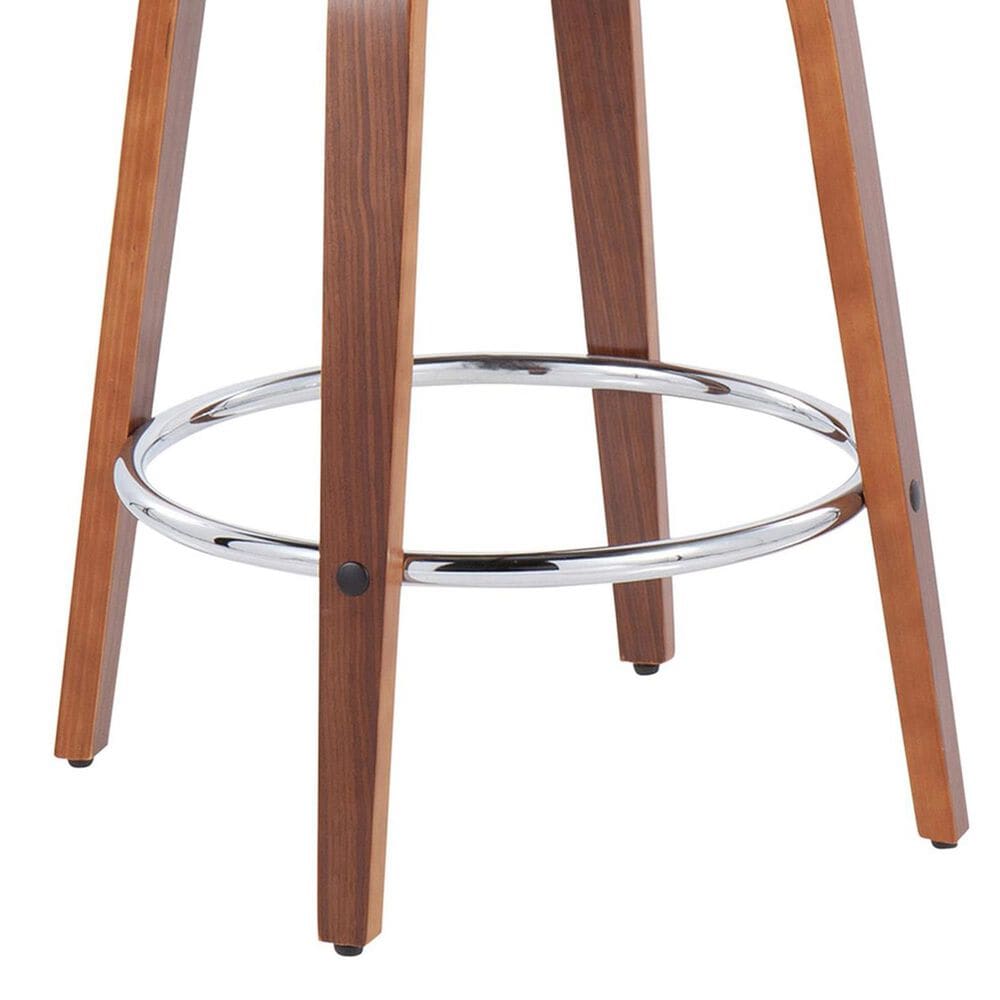 LumiSource Toriano Swivel Counter Stool with Cream Faux Leather Upholstery in Walnut and Chrome (Set of 2), , large