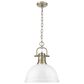 Golden Lighting Duncan 1-Light Pendant with Chain and White Shade in Aged Brass, , large
