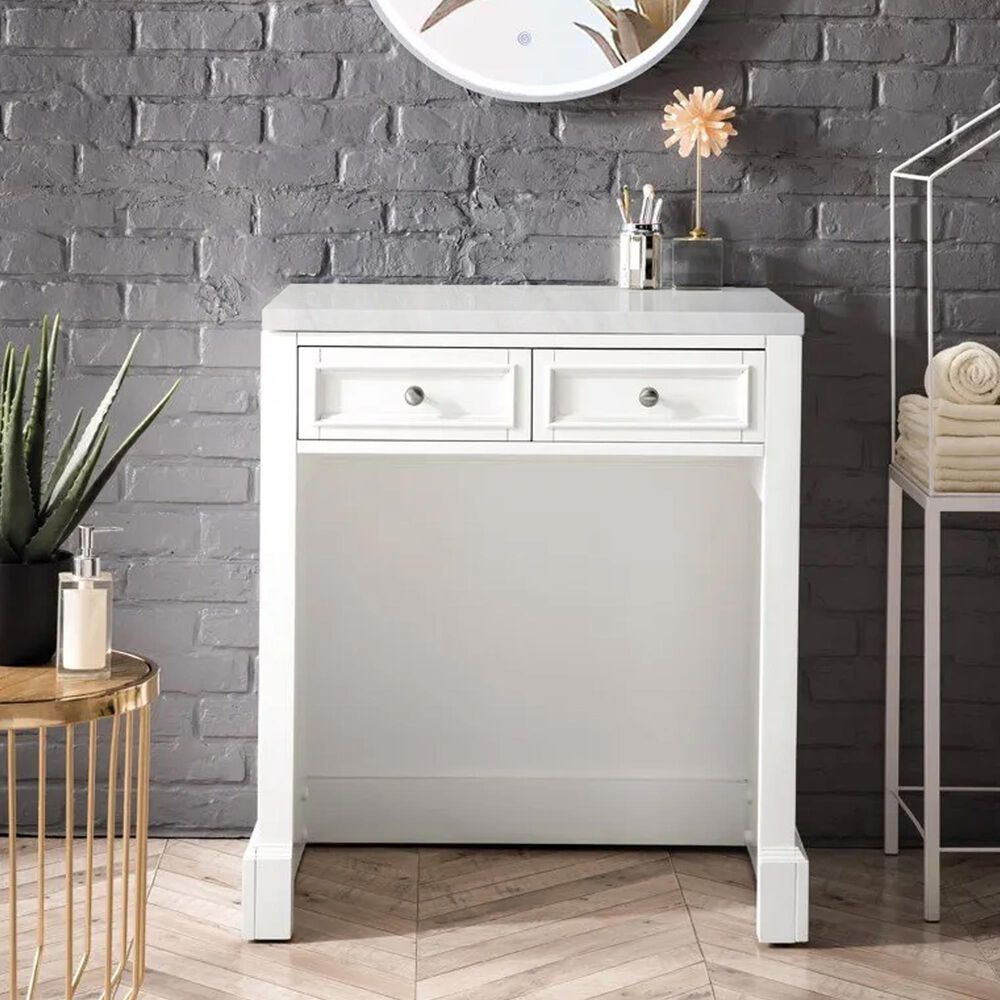 James Martin Vanities De Soto 30" Countertop Unit in Bright White with 3 cm Arctic Fall Solid Surface Top, , large