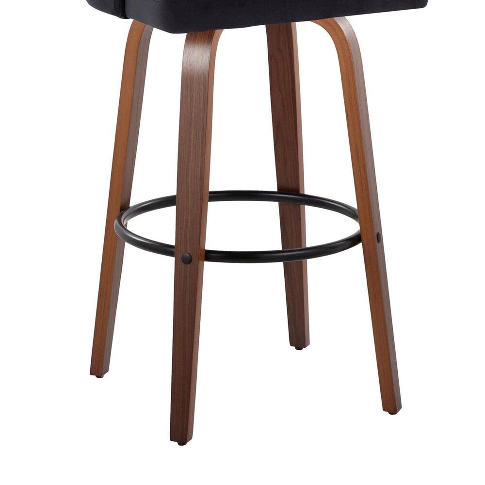 LumiSource Dahlia Swivel Counter Stool with Cream Velvet Upholstery in Walnut and Chrome (Set of 2), , large