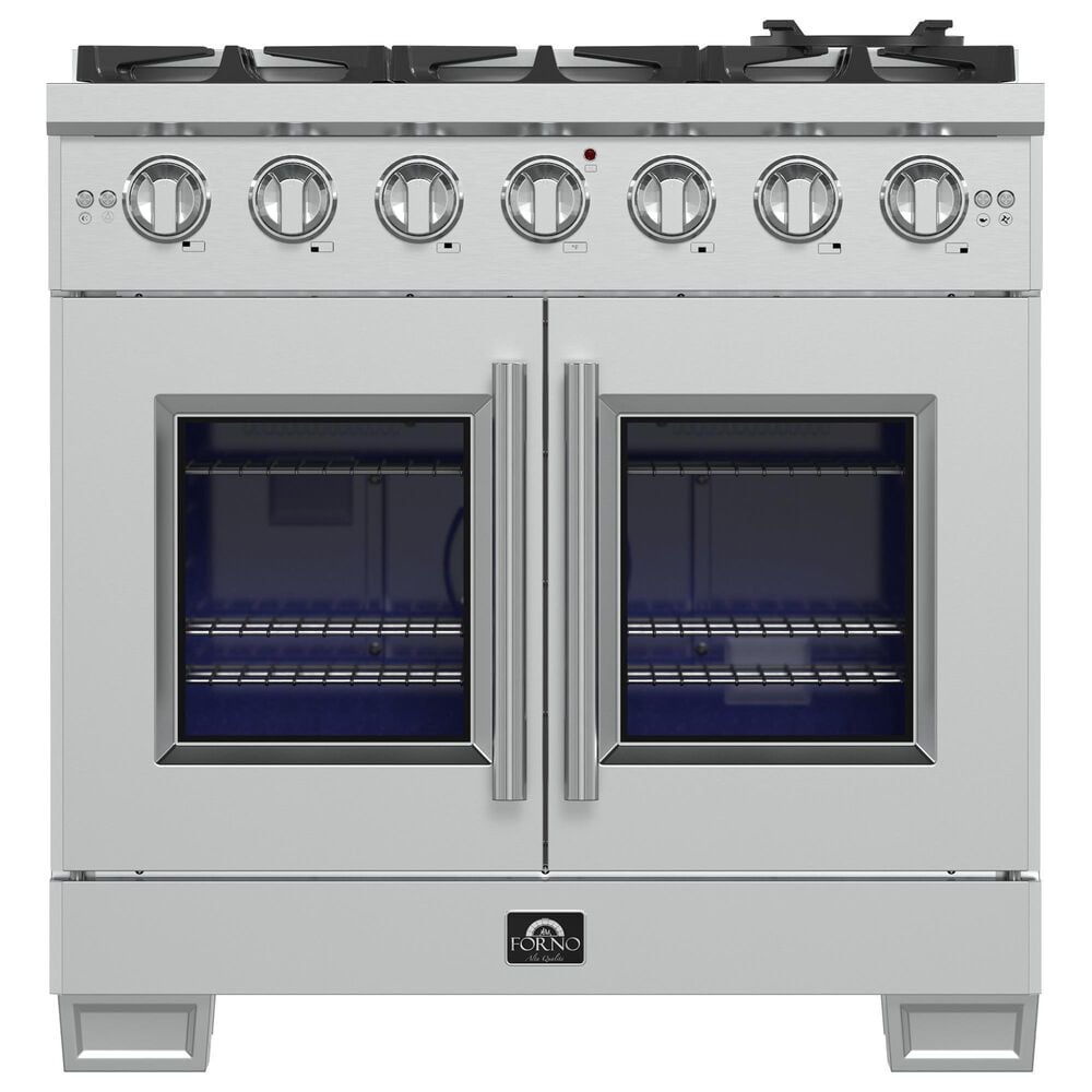 Forno Capriasca 36" Freestanding French Door Gas Range in Stainless Steel, , large