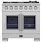 Forno Capriasca 36" Freestanding French Door Gas Range in Stainless Steel, , large