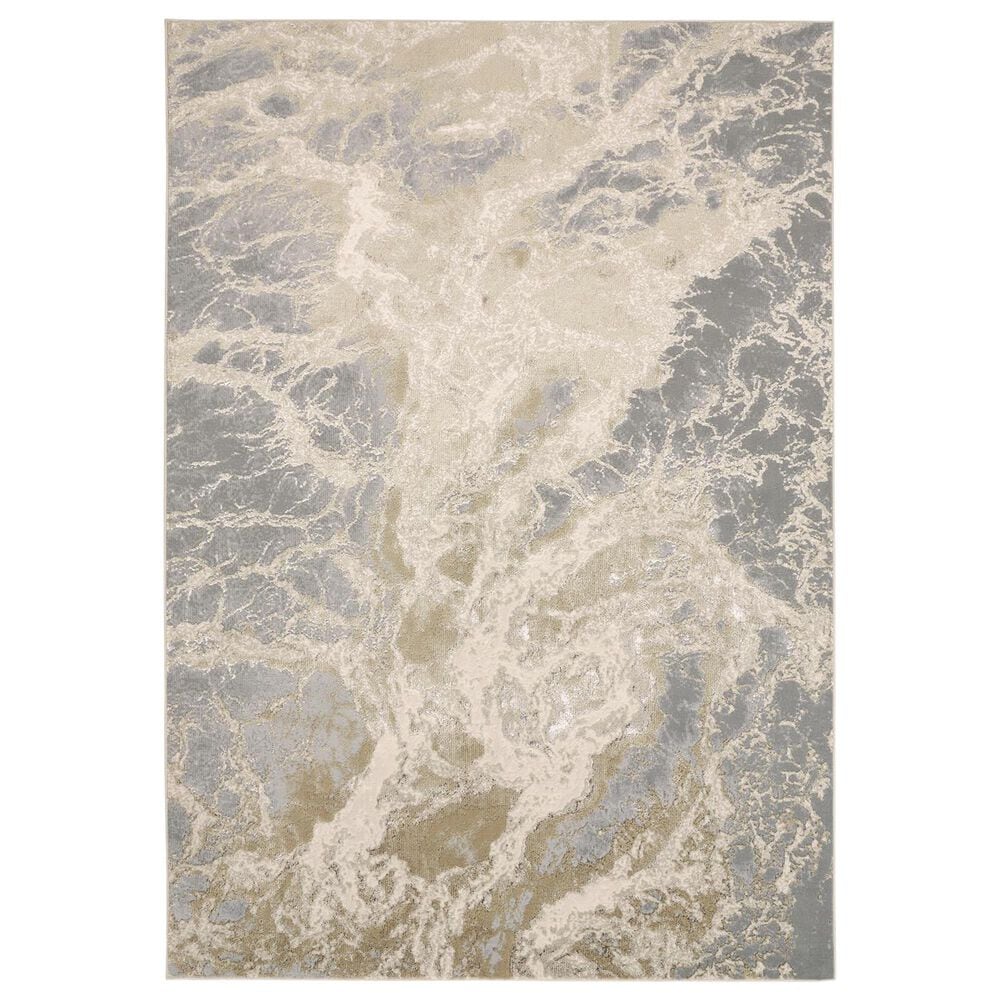 Feizy Aura 6"7" x 9"6" Beige and Gray Area Rug, , large
