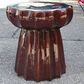International Caravan Round Scalloped Ceramic Garden Stool in Brown Glaze, , large