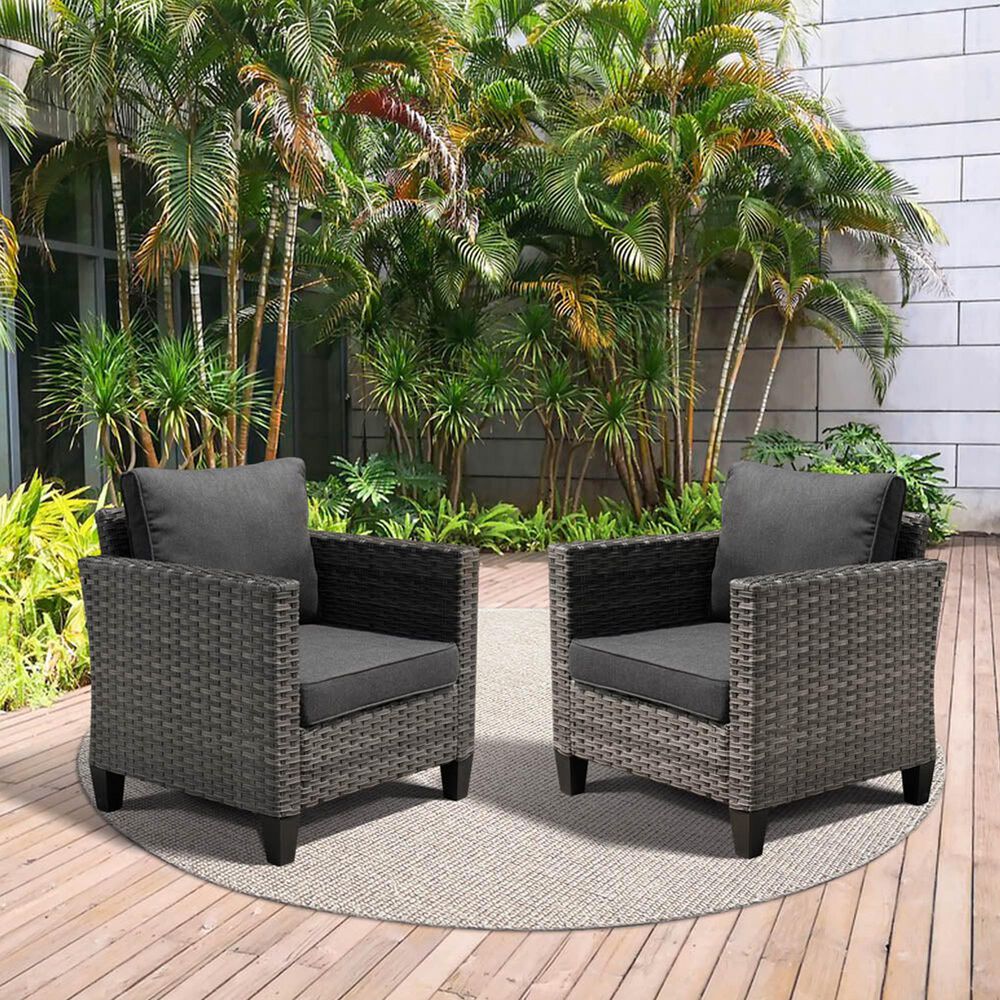 HOMLUX Patio Lounge Chair in Black (Set of 2), , large