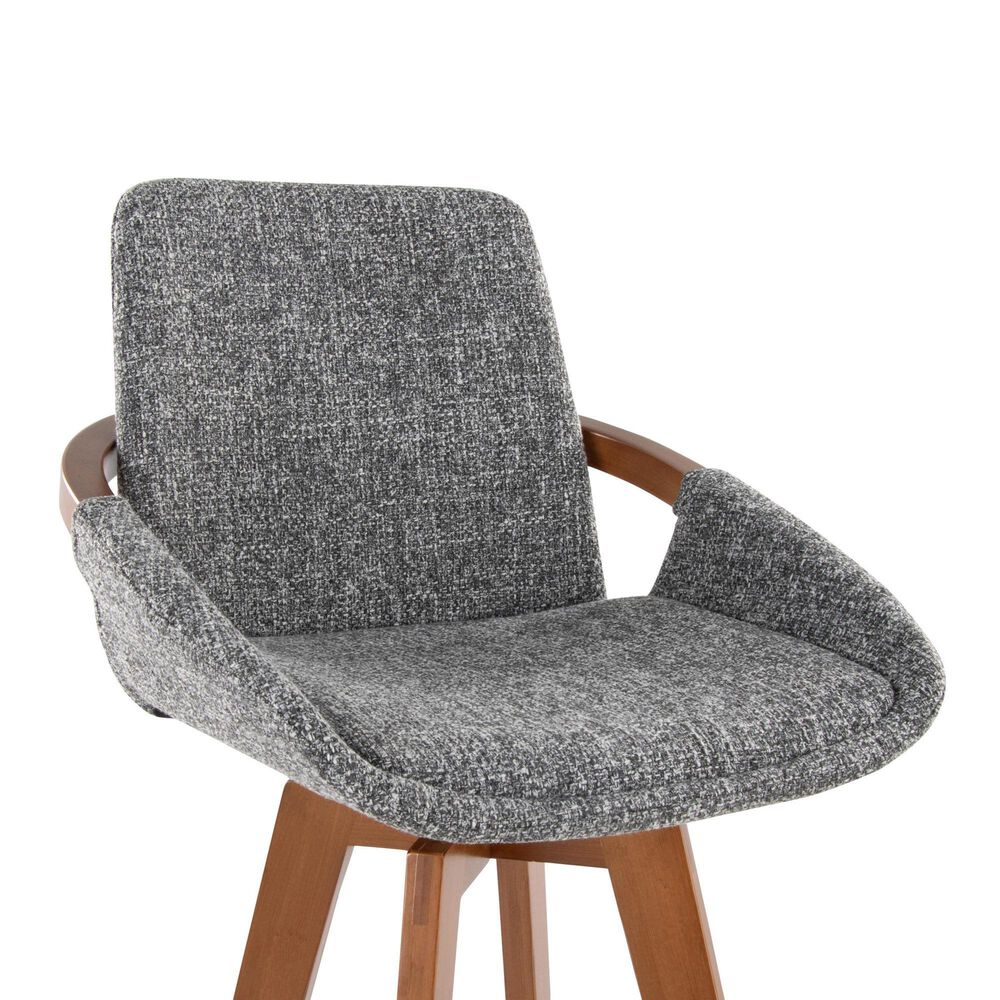 Lumisource Cosmo Swivel Barstool with Grey Noise Cushion in Walnut and Black, , large