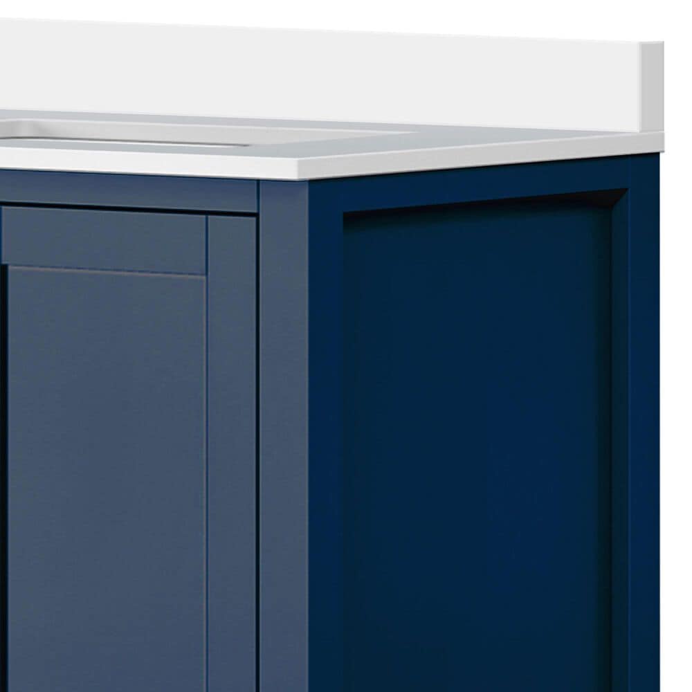 Lexora Home Jacques 30&quot; Single Bathroom Vanity in Navy Blue with 2 cm White Quartz Top and Rectangular Sink, , large