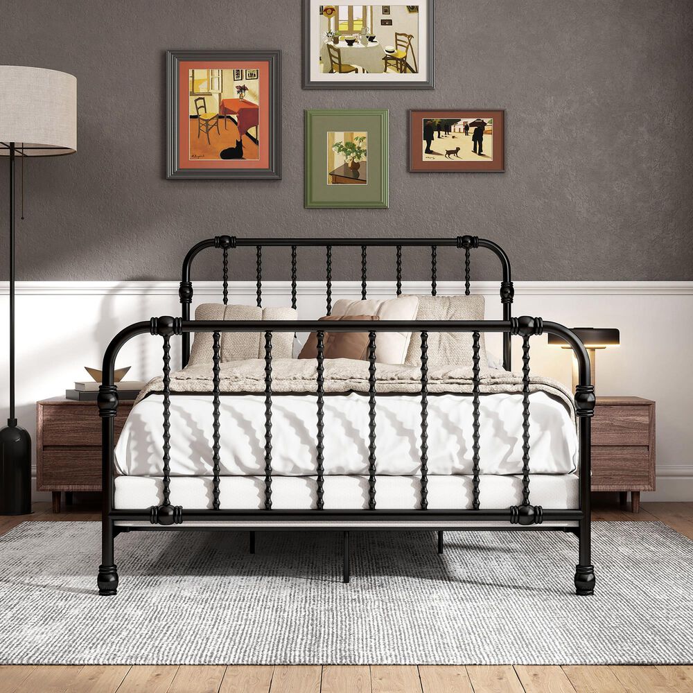 Furniture of America Wren Full Spindle Kids Bed in Black, , large