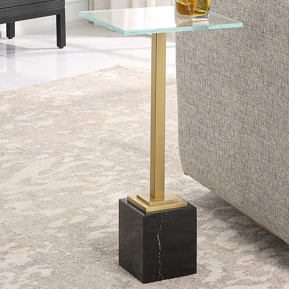 Uttermost Martini Table in Black and Brass, , large