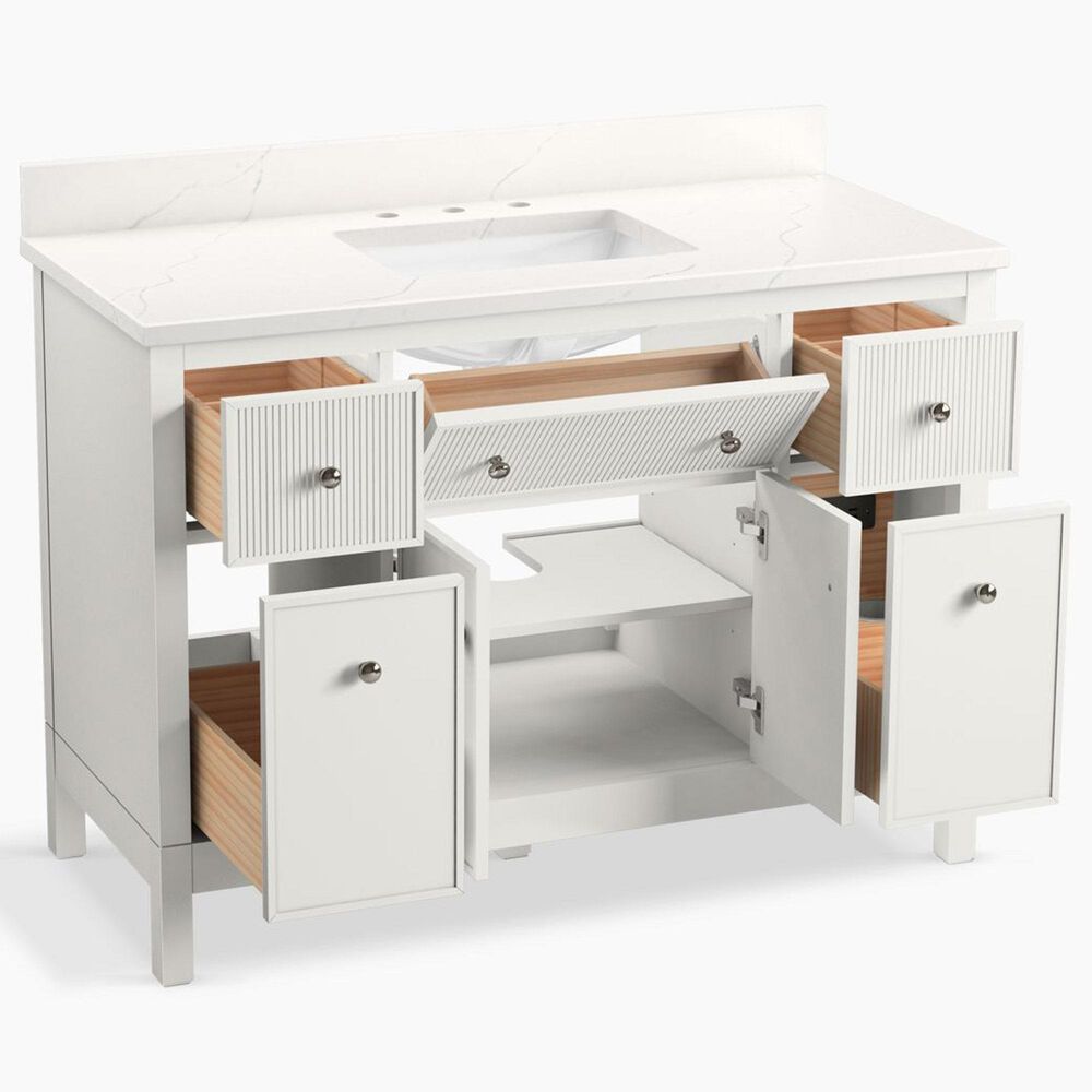 Kohler Malin 48" Single Bathroom Vanity in White with 3 cm White Quartz Top and Rectangular Sink, , large
