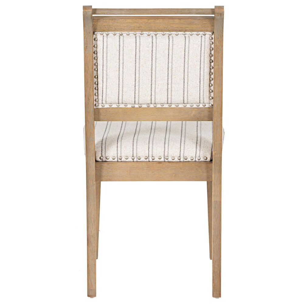 Linon Home Decor Emerson Side Chair with Beige Striped Upholstery in Grey Wash, , large