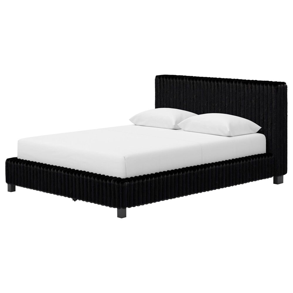Ashley Zuraleus 4-Piece Queen Upholstered Platform Bedroom Set in Matte Black, , large