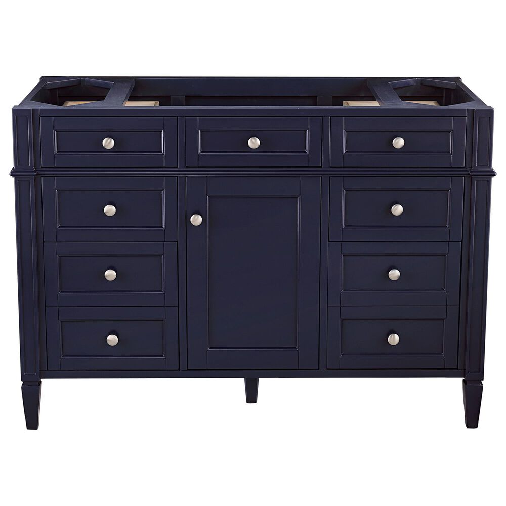 James Martin Vanities Brittany 60&quot; Single Bathroom Vanity in Victory Blue with Single Hole 3 cm White Zeus Quartz Top and Rectangular Sink, , large