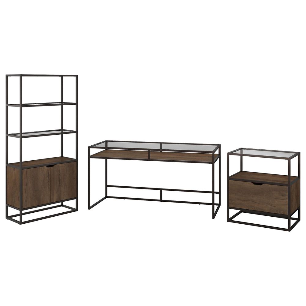 Bush Anthropology 3 Piece Office Desk Set in Rustic Brown, , large