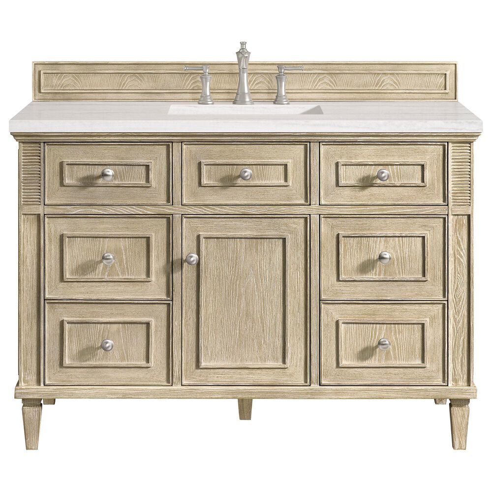 James Martin Vanities Lorelai 48&quot; Single Vanity in Whitewashed Oak with 3 cm Arctic Fall Solid Surface Top, , large