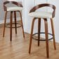LumiSource Grotto 30" Swivel Barstool with Cream Faux Leather Upholstery in Walnut and Black (Set of 2), , large