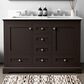 Lexora Home Dukes 48" Double Bathroom Vanity in Espresso with 2 cm White Quartz Top and Rectangular Sinks, , large