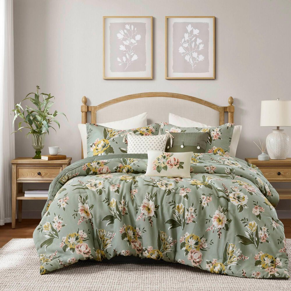 Hampton Park Salara 7-Piece King Comforter Set in Green, , large