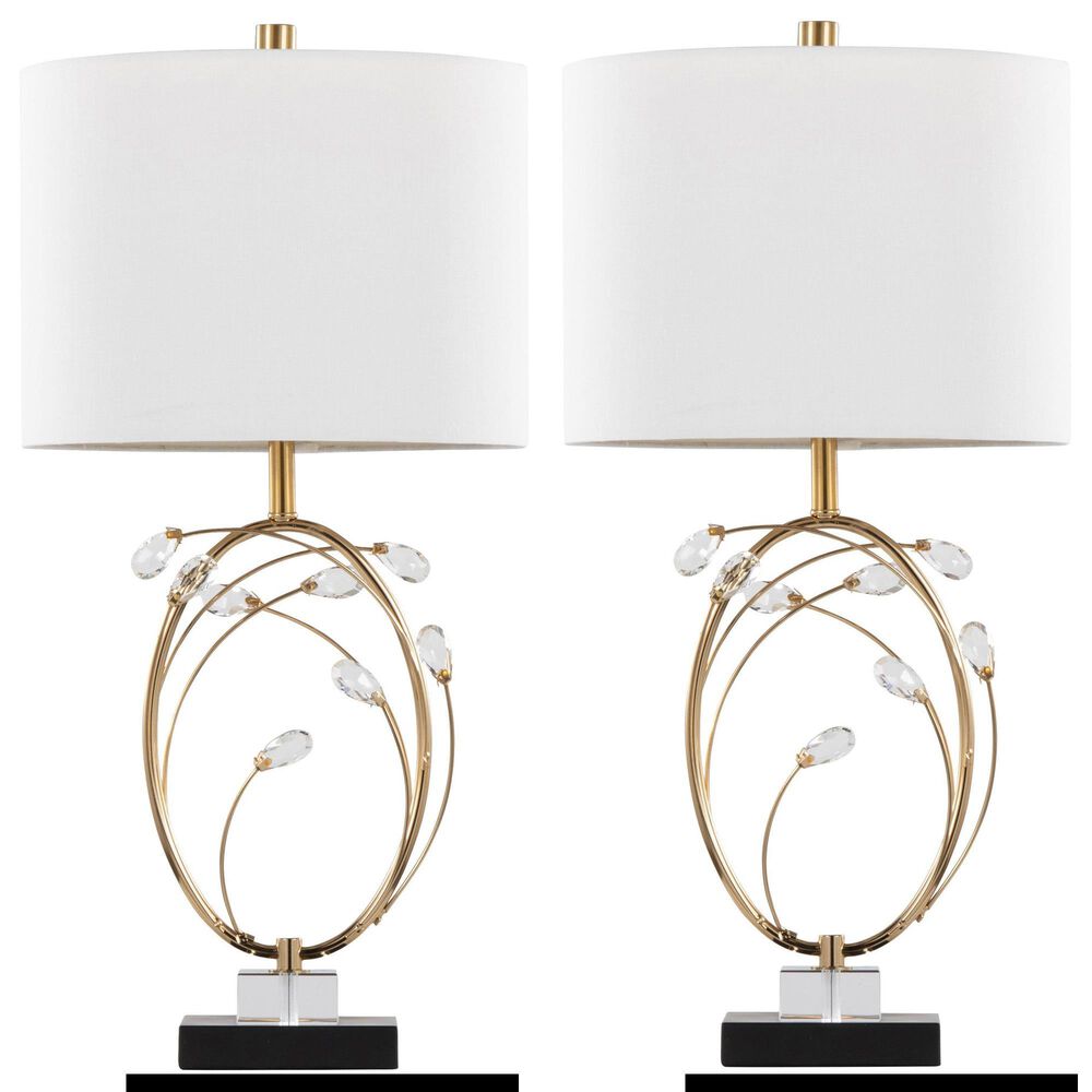 LumiSource Crystal Buds Table Lamp in Black, Clear and Gold (Set of 2), , large