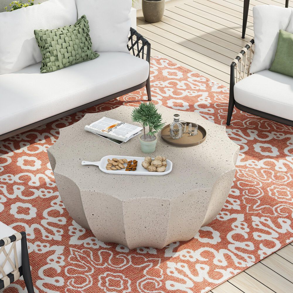 Hearth and Haven Outdoor Waterproof Coffee Table in White, , large