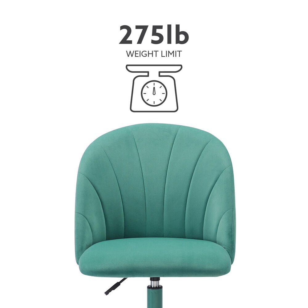 Linden Boulevard Velvet Desk Chair in Aqua, , large
