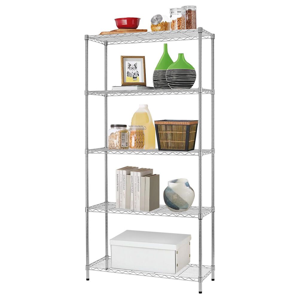 Furniture of America Harrison 5-Tier Storage Shelf in Chrome, , large