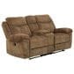 Signature Design by Ashley Huddle Double Reclining Loveseat with Console in Nutmeg, , large