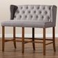 Baxton Studio Alira Bar Stool Bench with Grey Cushion in Walnut, , large
