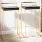 Lumisource Fuji Stackable Barstool with Black Faux Leather in Gold (Set of 2), , large