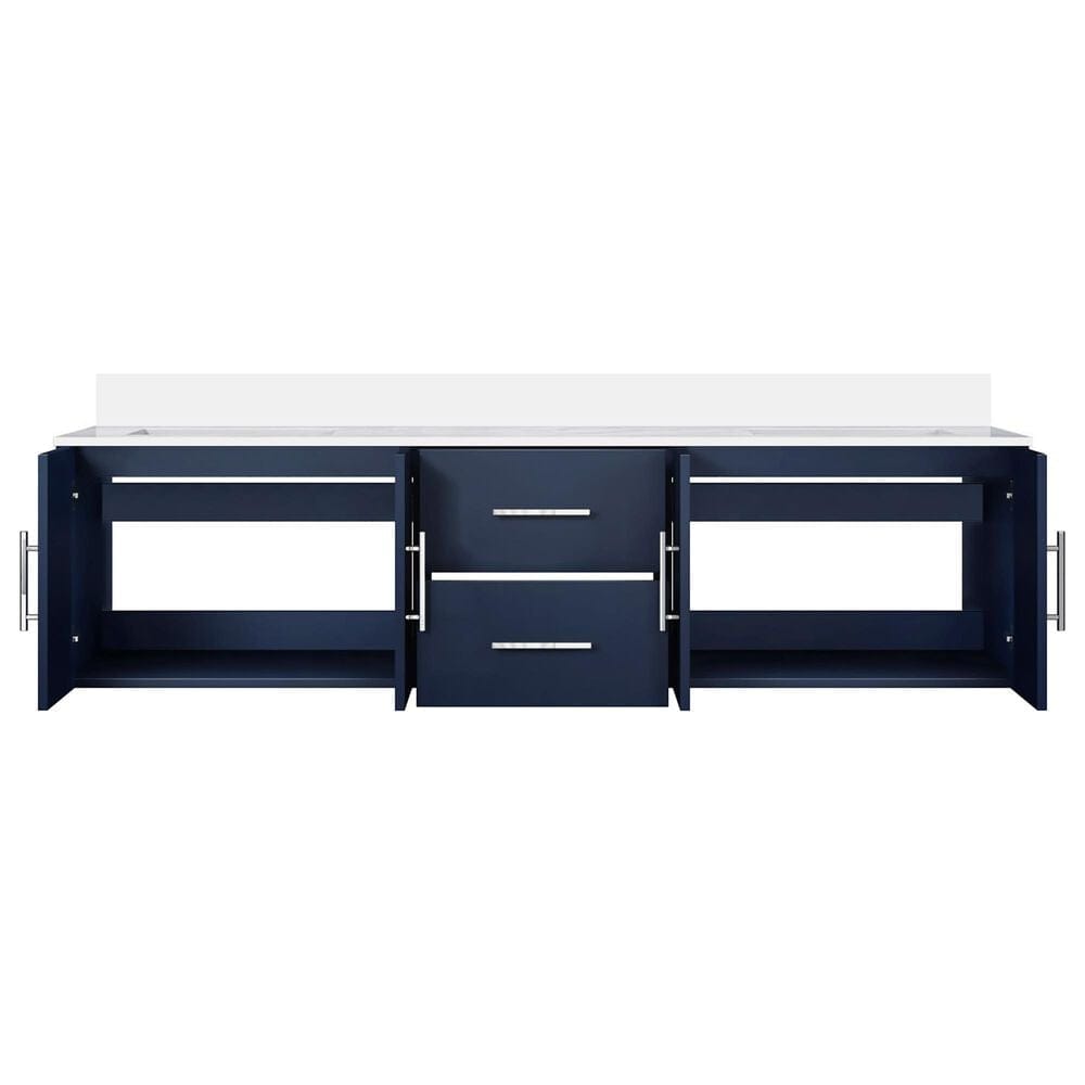 Lexora Home Geneva 72&quot; Double Bathroom Vanity in Navy Blue with 2 cm White Cultured Marble Top and Rectangular Sinks, , large