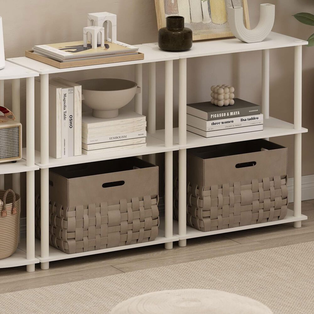 HOMLUX Turn-N-Tube 3-Tier Compact Open Storage Bookshelf in White (Set of 2), , large
