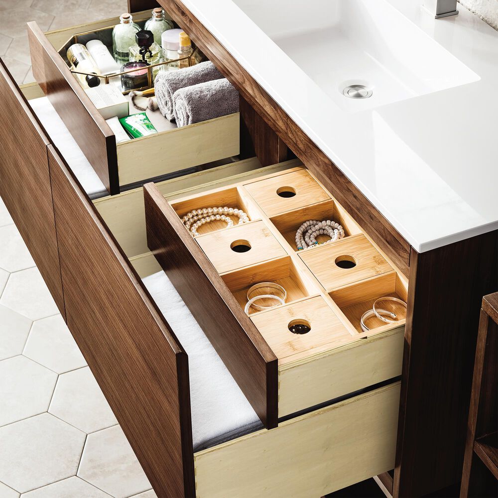 James Martin Vanities Mantova 47.3&quot; Single Vanity in Glossy White and Brushed Nickel with 3 cm Glossy White Composite Stone Top and Rectangular Sink, , large