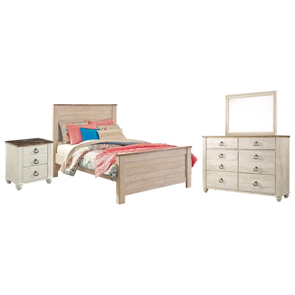 Signature Design by Ashley Willowton 4 Piece Full Panel Bedroom Set in White Wash, , large