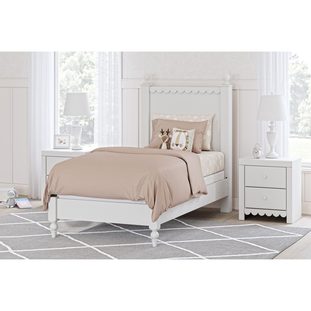 Ashley Mollviney Twin Panel Bed in Matte White, , large