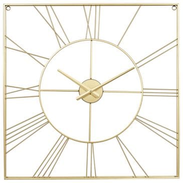 Maple and Jade Open Frame Square Decorative Wall Clock in Polished Gold, , large